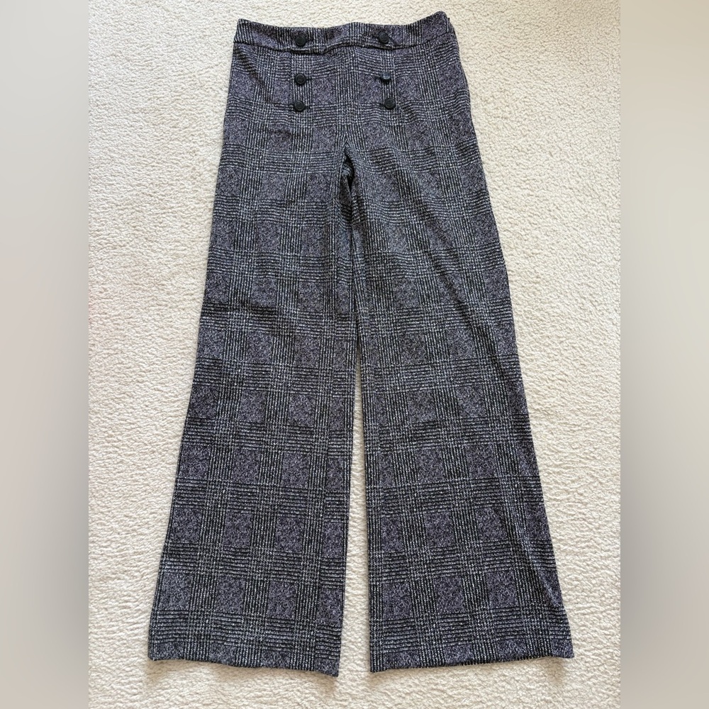 Jason Wu Black and Gray Glen Plaid Wide-Leg Pants
